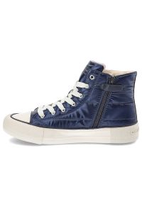 TOMMY HILFIGER - Granatowe Trampki Tommy Hilfiger Modne Pikowane Buty Damskie. Kolor: niebieski. Materiał: skóra ekologiczna, materiał. Szerokość cholewki: normalna. Styl: sportowy #3