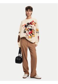 Desigual Bluza Mickey 24WWSK35 Beżowy Oversize. Kolor: beżowy. Materiał: bawełna