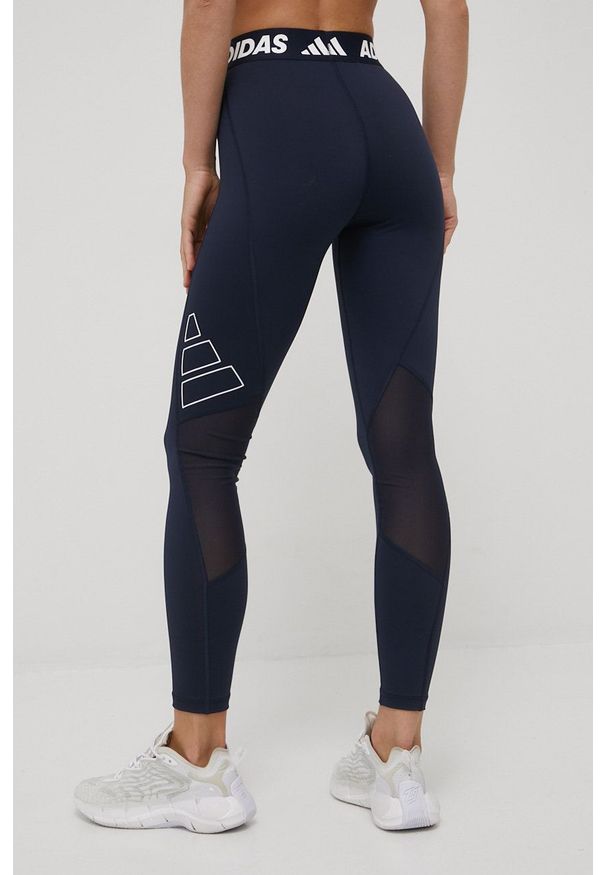 adidas Performance legginsy treningowe Techfit 3Bar HD1987 damskie kolor granatowy z nadrukiem. Kolor: niebieski. Materiał: skóra, poliester, dzianina, materiał. Technologia: Techfit (Adidas). Wzór: nadruk. Sport: fitness