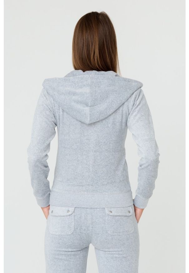 Juicy Couture - JUICY COUTURE Szara damska bluza Robertson, Rozmiar L. Kolor: szary. Materiał: bawełna, poliester. Wzór: haft. Styl: elegancki