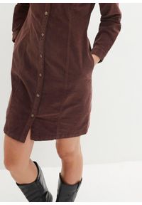 bonprix - Sukienka sztruksowa ze stretchem. Kolor: brązowy. Materiał: sztruks #3