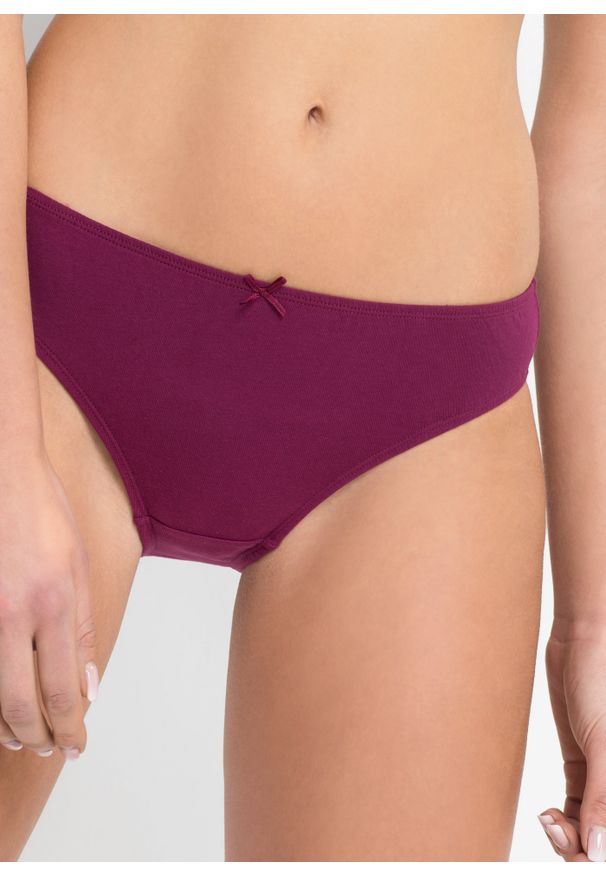 bonprix - Figi (6 par). Kolor: fioletowy. Materiał: materiał, skóra, koronka. Wzór: gładki, koronka