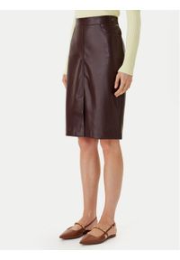 Calvin Klein Jeans Spódnica z imitacji skóry LV047E603G Brązowy Regular Fit. Kolor: brązowy. Materiał: skóra #1