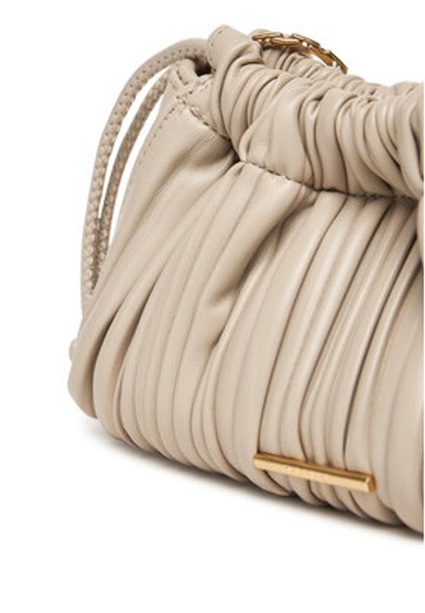 Calvin Klein Torebka Plisse Mini Drawstring Bag LV04F3077G Écru. Materiał: skórzane