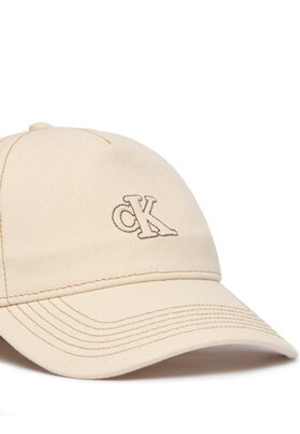 Calvin Klein Czapka z daszkiem LV04F5061G Écru. Kolor: kremowy. Materiał: bawełna
