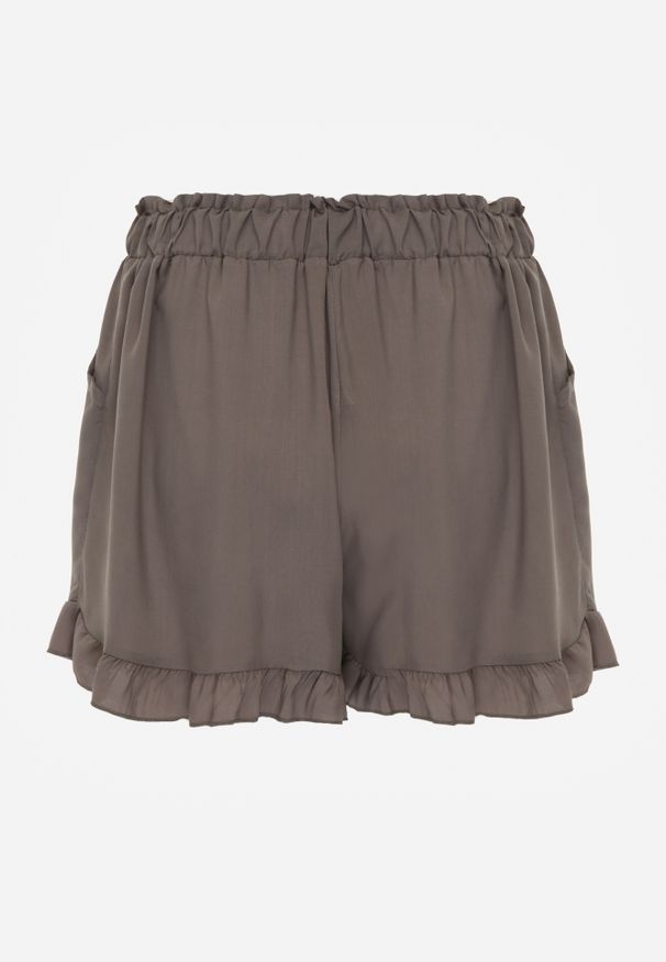 Renee - Ciemnozielone Szorty Agathima. Okazja: na co dzień. Kolor: zielony. Materiał: wiskoza, materiał. Długość: krótkie. Wzór: nadruk, aplikacja, gładki. Styl: elegancki, casual