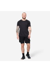 DOMYOS - Koszulka fitness męska Domyos krótki rękaw. Kolor: czarny, szary, wielokolorowy. Materiał: materiał. Długość rękawa: krótki rękaw. Długość: krótkie. Sport: fitness