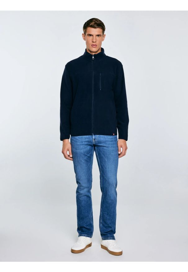 Big-Star - Bluza męska polarowa rozpinana granatowa Malkom 403. Kolor: niebieski. Materiał: polar. Sezon: zima, lato, jesień, wiosna