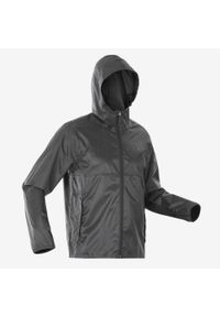 quechua - Kurtka turystyczna męska Quechua Raincut zamek. Kolor: czarny, różowy. Materiał: poliester, materiał. Sport: turystyka piesza