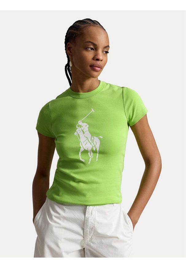 Polo Ralph Lauren T-Shirt 211A96259004 Zielony jasny Slim Fit. Typ kołnierza: polo. Kolor: zielony. Materiał: bawełna