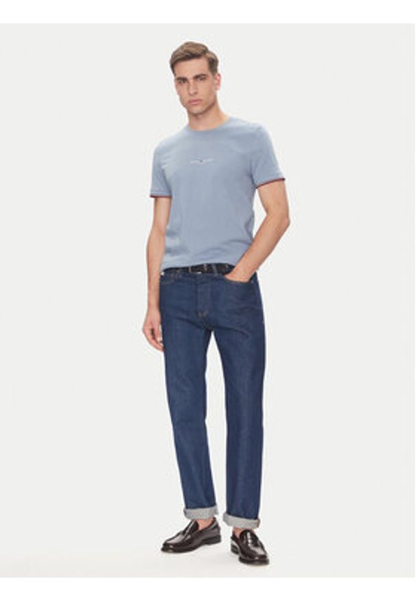 TOMMY HILFIGER - Tommy Hilfiger T-Shirt Logo MW0MW32584 Błękitny Regular Fit. Kolor: niebieski. Materiał: bawełna