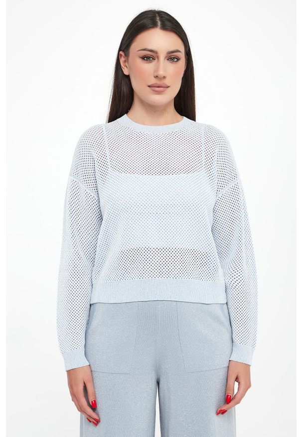Sweter damski ażurowy z cekinami PESERICO. Wzór: ażurowy