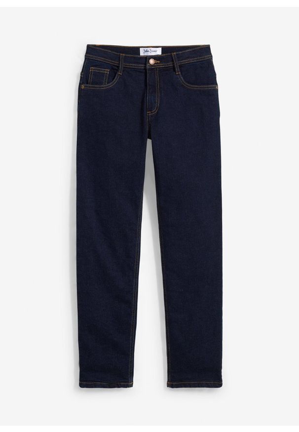 bonprix - Dżinsy ocieplane z podszewk z derseju, regular fit, straight. Kolor: niebieski