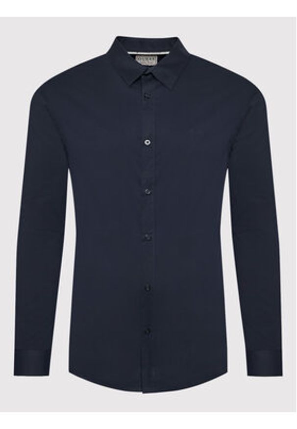 Guess Koszula Sunset M1YH20 W7ZK1 Granatowy Slim Fit. Kolor: niebieski. Materiał: bawełna