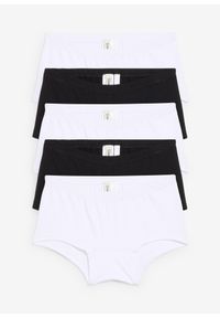 bonprix - Figi panty z miękką bawełną organiczną (5-pak). Kolor: biały. Materiał: bawełna