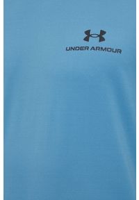 Under Armour t-shirt treningowy Rush Energy kolor niebieski gładki 1366138-001. Kolor: niebieski. Materiał: skóra, dzianina, materiał. Wzór: gładki #2