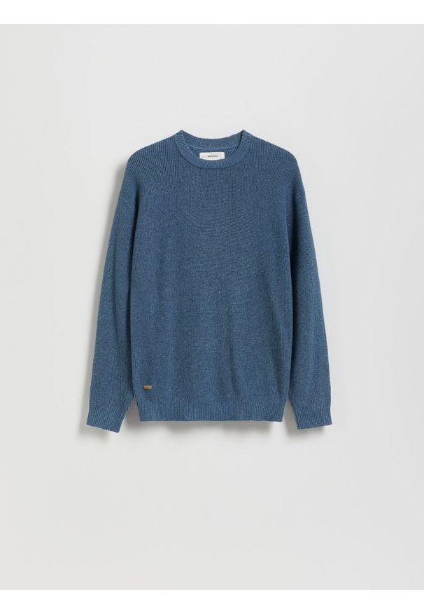 Reserved - Bawełniany sweter - granatowy. Kolor: niebieski. Materiał: bawełna