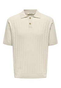 Only & Sons Polo Kent 22033463 Beżowy Regular Fit. Typ kołnierza: polo, kołnierzyk klasyczny. Kolor: beżowy. Materiał: bawełna, syntetyk