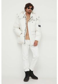 Calvin Klein Jeans kurtka męska kolor biały zimowa. Kolor: biały. Materiał: polar, włókno. Sezon: zima #6