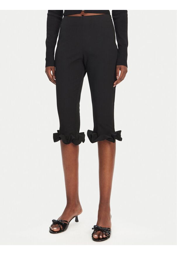 ROTATE Spodnie capri 113809100 Czarny Slim Fit. Kolor: czarny. Materiał: wiskoza