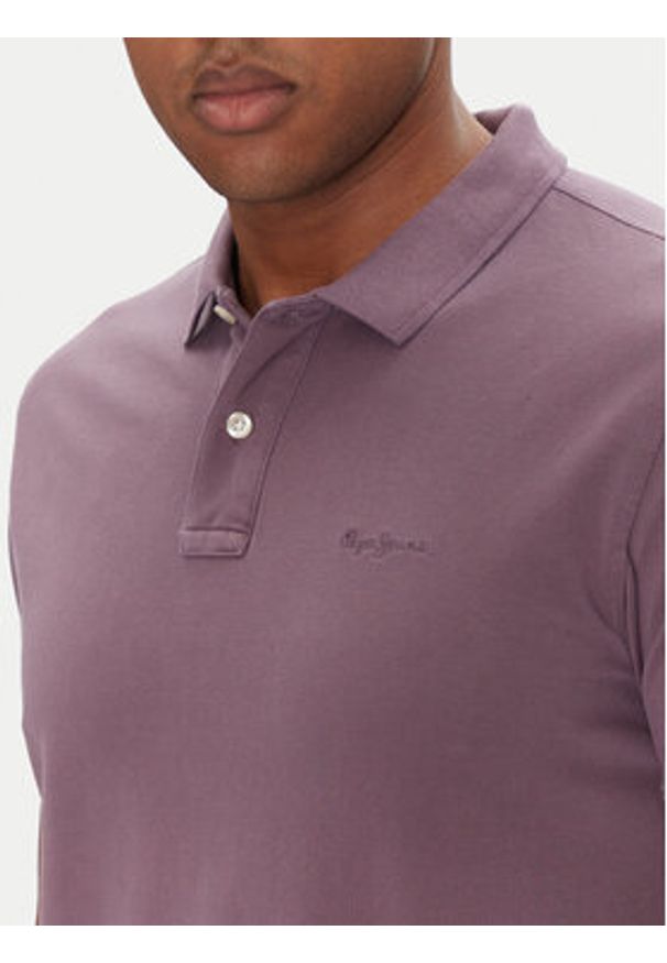 Pepe Jeans Polo New Oliver PM542099 Fioletowy Regular Fit. Typ kołnierza: polo. Kolor: fioletowy. Materiał: bawełna