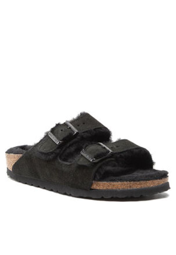 Birkenstock Klapki Arizona Shearling 0752663 Czarny. Kolor: czarny. Materiał: welur, skóra