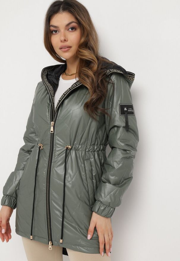 Born2be - Jasnozielona Kurtka Pikowana Bemius. Kolor: zielony. Materiał: wełna, materiał. Długość: długie