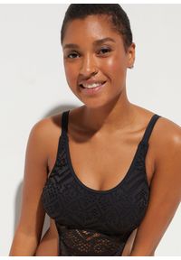 bonprix - Kostium kąpielowy. Kolor: czarny. Materiał: koronka. Wzór: koronka #2