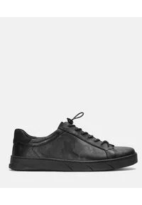 Kazar - Czarne sneakersy męskie. Kolor: czarny. Materiał: skóra