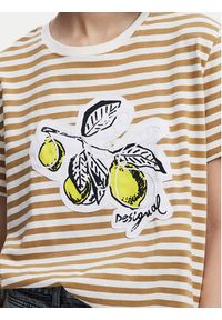 Desigual T-Shirt Lemon 25SWTKAE Beżowy Regular Fit. Kolor: beżowy. Materiał: bawełna #6