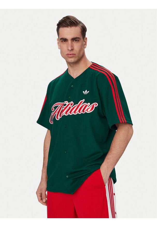 Adidas - adidas T-Shirt Summer League Varsity Baseball KE2245 Zielony Oversize. Kolor: zielony. Materiał: syntetyk