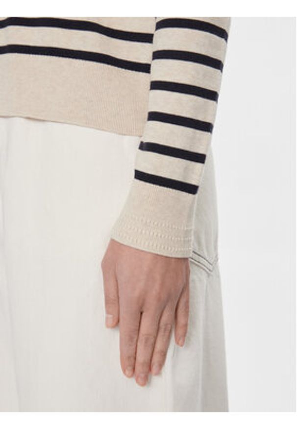 TOMMY HILFIGER - Tommy Hilfiger Sweter WW0WW40098 Beżowy Regular Fit. Kolor: beżowy. Materiał: bawełna, syntetyk