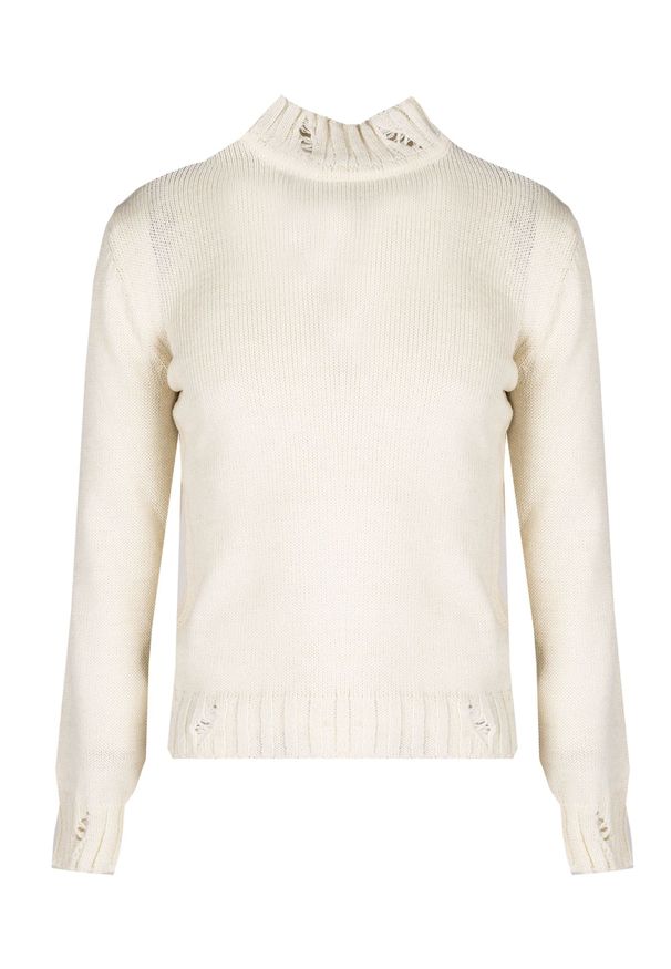 Takeshy Kurosawa Sweter | 83517 | Maglia Vulcano Bucata | Mężczyzna | Kremowy. Okazja: na co dzień. Typ kołnierza: golf. Kolor: kremowy. Materiał: wełna, wiskoza, poliakryl. Wzór: ze splotem. Styl: casual