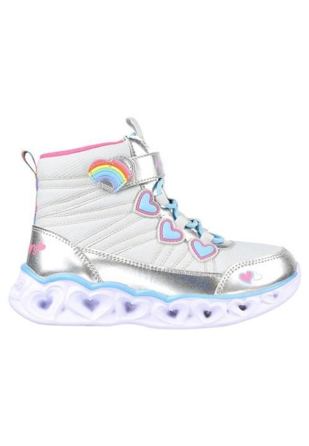 skechers - Buty do chodzenia dla dzieci Skechers Heart Lights. Wysokość cholewki: za kostkę. Zapięcie: rzepy. Kolor: wielokolorowy, szary. Materiał: materiał. Szerokość cholewki: normalna. Sport: turystyka piesza