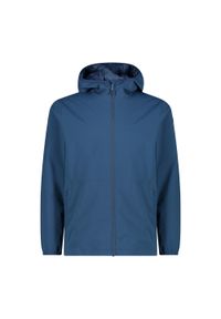 Kurtka przeciwdeszczowa z stałym kapturem CMP. Kolor: niebieski. Materiał: softshell. Sport: turystyka piesza #1