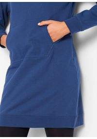 bonprix - Bawełniana sukienka dresowa. Typ kołnierza: kaptur. Kolor: niebieski. Materiał: dresówka, bawełna #2