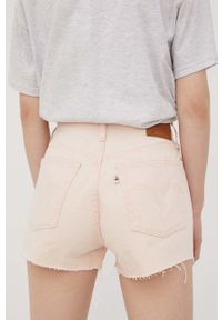 Levi's® - Levi's szorty jeansowe damskie kolor różowy gładkie high waist. Okazja: na spotkanie biznesowe, na co dzień. Stan: podwyższony. Kolor: różowy. Materiał: jeans. Wzór: gładki. Styl: biznesowy, casual #3