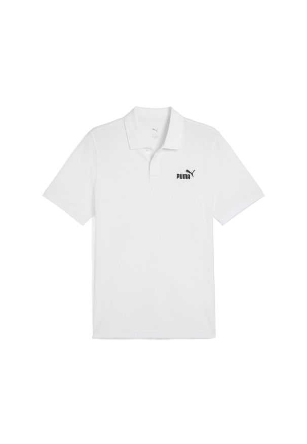 Puma - Męska koszulka polo Essentials z logo No. 1 z piki PUMA White. Typ kołnierza: polo. Kolor: biały. Materiał: prążkowany. Wzór: haft. Sport: fitness