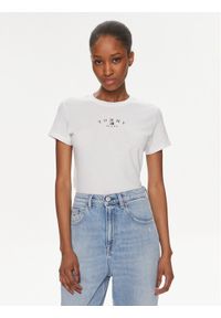 Tommy Jeans T-Shirt Essential Logo DW0DW18140 Biały Slim Fit. Kolor: biały. Materiał: bawełna