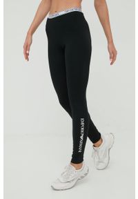 Emporio Armani Underwear legginsy damskie kolor czarny z nadrukiem. Kolor: czarny. Wzór: nadruk