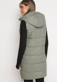 Born2be - Szara Kamizelka Pikowana o Długim Fasonie z Kapturem Prassa. Typ kołnierza: kaptur. Kolor: szary. Długość: długie #4