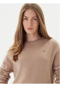 TOMMY HILFIGER - Tommy Hilfiger Sweter WW0WW46438 Beżowy Regular Fit. Kolor: beżowy. Materiał: wełna