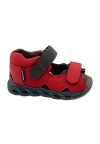 Sandałki na rzepy Mazurek 1363 Czerwony czerwone. Nosek buta: otwarty. Zapięcie: rzepy. Kolor: czerwony. Materiał: skóra. Wzór: paski, jednolity #4