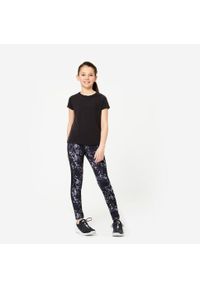 DOMYOS - Legginsy dziecięce Domyos S500. Stan: podwyższony. Kolor: czarny. Materiał: materiał, poliester, elastan
