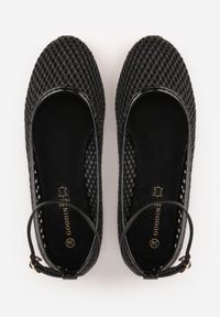 Born2be - Czarne Siateczkowe Balerinki z Wkładką ze Skóry Naturalnej Ozdobione Aplikacją Adriarissa. Okazja: na co dzień, na spotkanie biznesowe. Zapięcie: sprzączka. Kolor: czarny. Materiał: skóra. Wzór: aplikacja. Sezon: lato. Styl: casual, biznesowy, elegancki #6