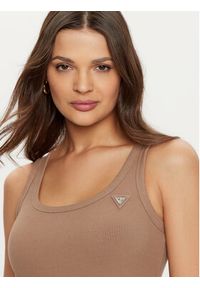 Guess Top V4YP06 K8RT2 Brązowy Regular Fit. Kolor: brązowy. Materiał: wiskoza