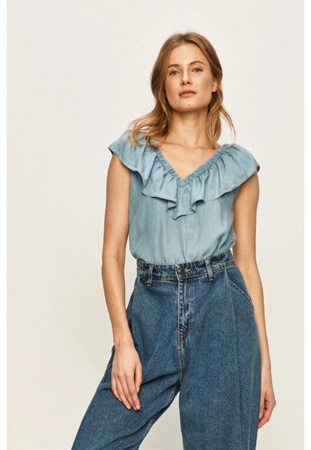 Lee - LEE RUFFLE TANK DAMSKA BLUZKA SKY BLUE L46GIINR 112110932