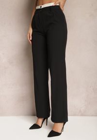 Renee - Czarne Spodnie Garniturowe High Waist z Przeszyciami Variola. Stan: podwyższony. Kolor: czarny. Styl: klasyczny