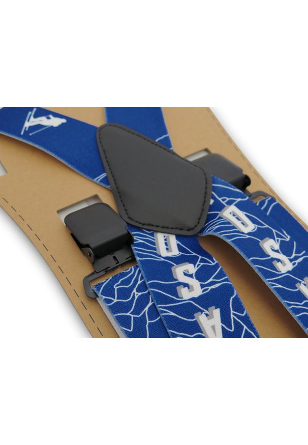 Modini - Szerokie niebieskie narciarskie szelki do spodni - WINTER SEASON T36. Kolor: niebieski. Materiał: skóra, guma