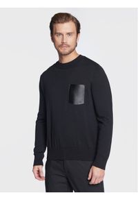 Sisley Sweter 129MS1014 Czarny Regular Fit. Kolor: czarny. Materiał: syntetyk